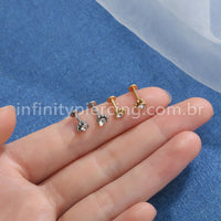 Piercing Labret Aço Cirúrgico Indiano Zircônia Cravada