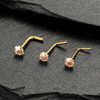 Piercing Nostril Curvo Titânio Zircônia Redonda 10153