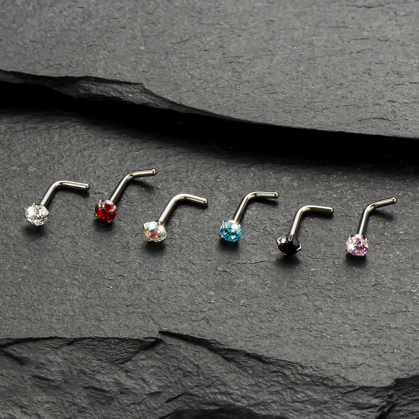 Piercing Nostril Curvo Titânio Zircônia Redonda 10153