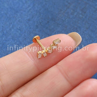 Piercing Labret Cluster Titânio Zircônia Retangular