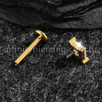 Piercing Labret Titânio Zircônia Losango Cravejada