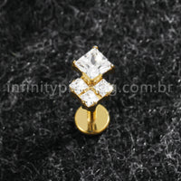 Piercing Labret Titânio Losango Zircônia Cravejada