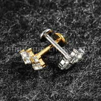 Piercing Labret Titânio Losango Zircônia Cravejada