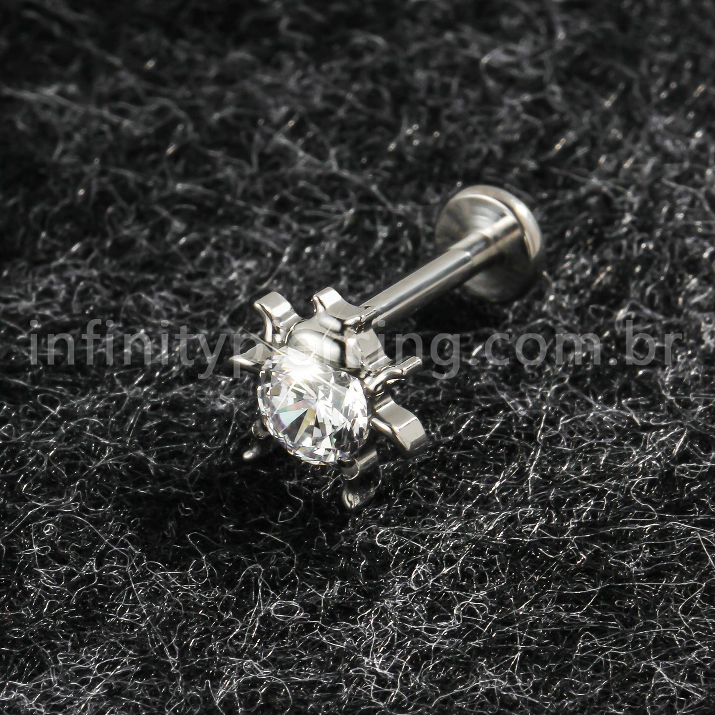 Piercing Labret Titânio Joaninha Zircônia Cravejada