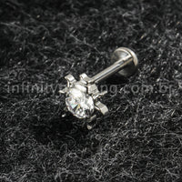 Piercing Labret Titânio Joaninha Zircônia Cravejada