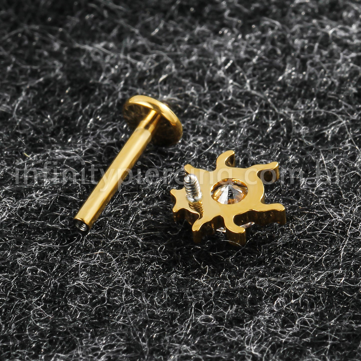 Piercing Labret Titânio Joaninha Zircônia Cravejada