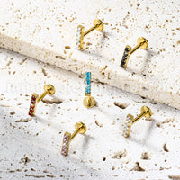 Piercing Labret Titânio Rosca Interna Barra Zircônia Grande