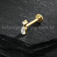 Piercing Labret Titânio Zircônia Cravejada Gota