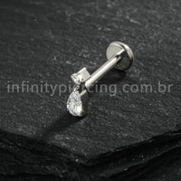 Piercing Labret Titânio Zircônia Cravejada Gota