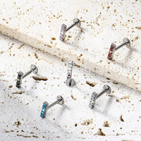 Piercing Labret Titânio Rosca Interna Barra Zircônia Grande