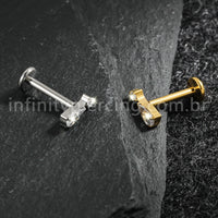 Piercing Labret Titânio Zircônia Cravejada Gota
