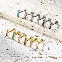 Piercing Labret Titânio Rosca Interna Barra Zircônia Grande