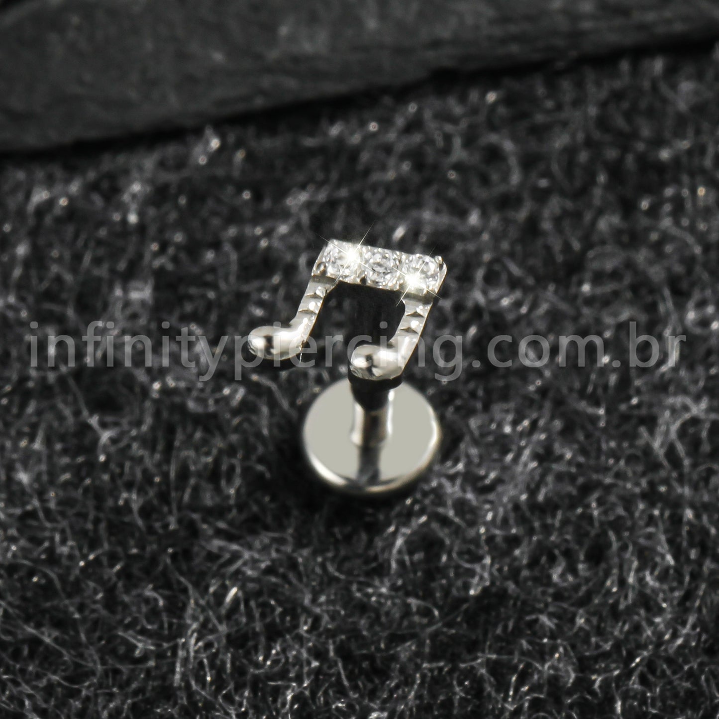 Piercing Labret Titânio Nota Musical Zircônia Cravejada
