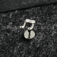 Piercing Labret Titânio Nota Musical Zircônia Cravejada