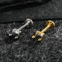 Piercing Labret Titânio Nota Musical Zircônia Cravejada