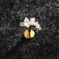 Piercing Labret Titânio Curvo Zircônia Cravejada