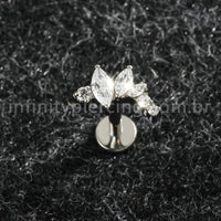 Piercing Labret Titânio Curvo Zircônia Cravejada