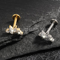 Piercing Labret Titânio Curvo Zircônia Cravejada