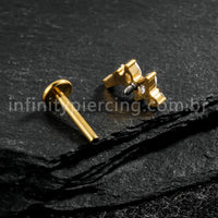 Piercing Labret Titânio Curvo Zircônia Cravejada