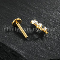 Piercing Labret Titânio Galho Zircônia Cravejada