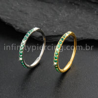 Piercing Argola Segmentada Titânio 1 Fileira Zircônia Cravejada