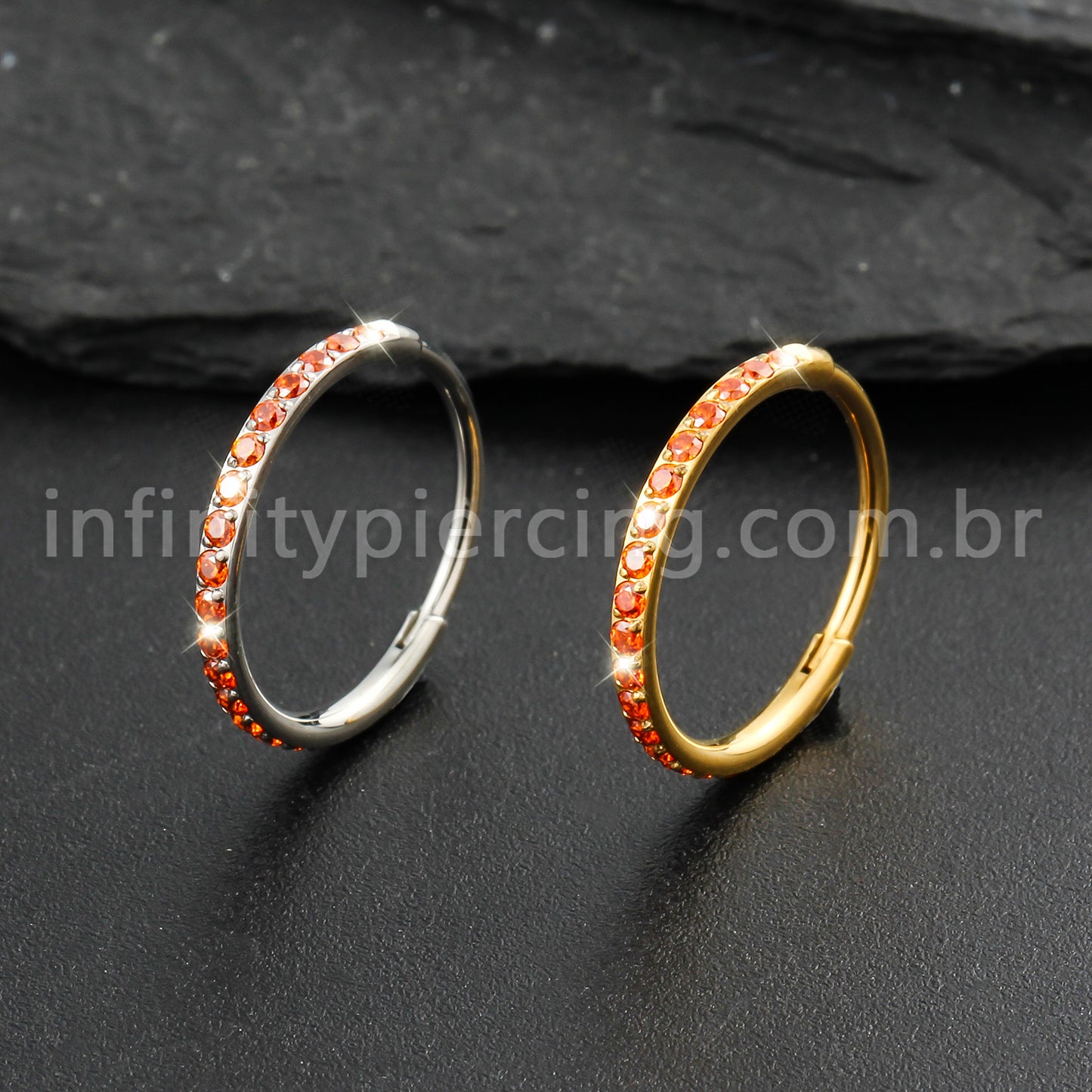 Piercing Argola Segmentada Titânio 1 Fileira Zircônia Cravejada