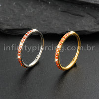 Piercing Argola Segmentada Titânio 1 Fileira Zircônia Cravejada