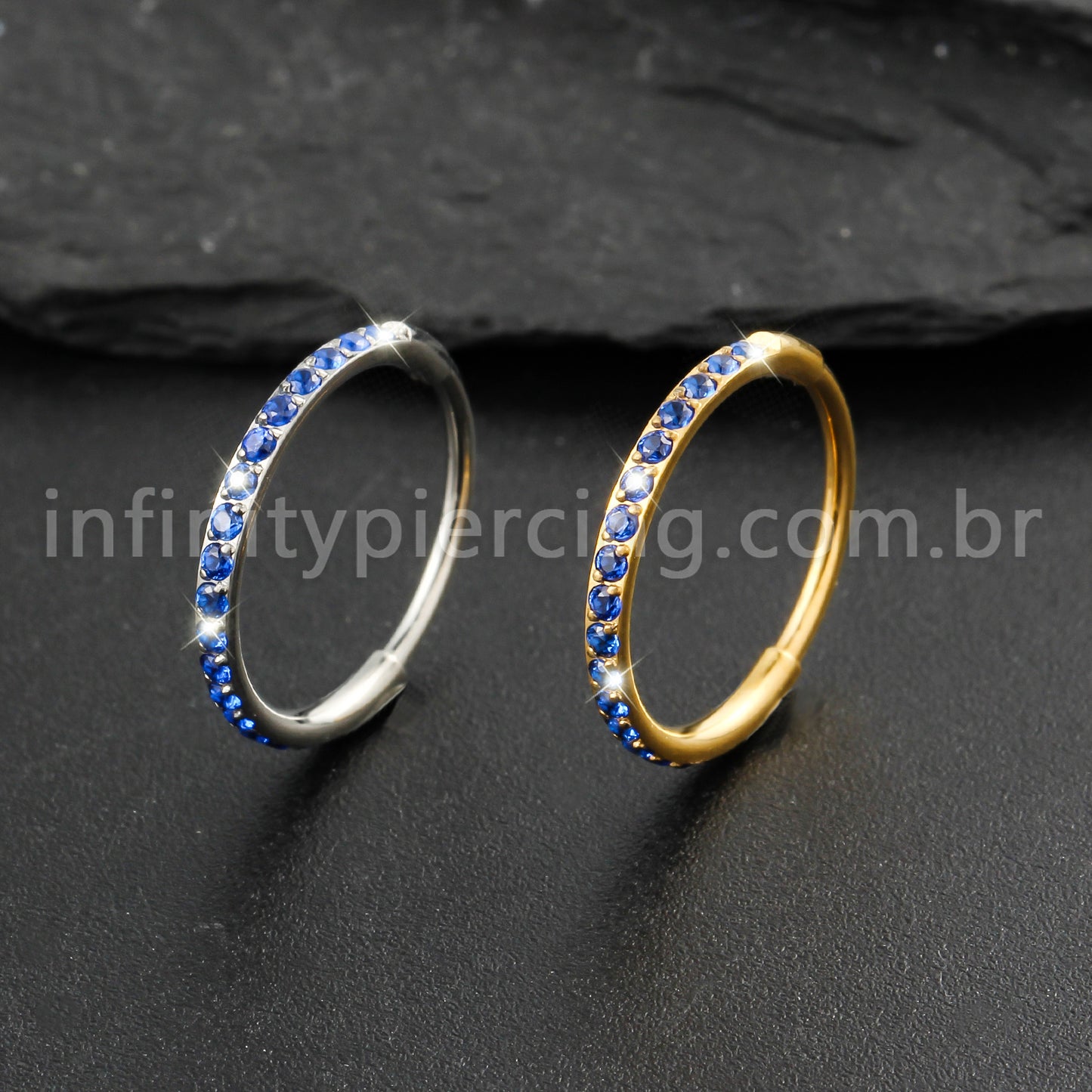 Piercing Argola Segmentada Titânio 1 Fileira Zircônia Cravejada