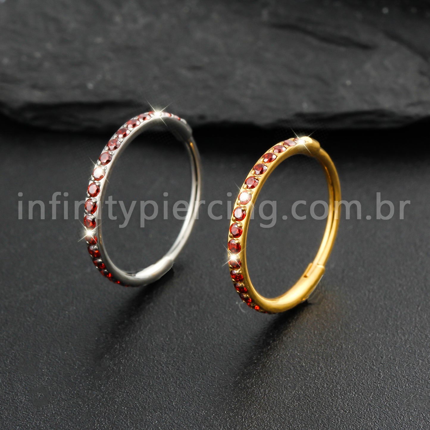 Piercing Argola Segmentada Titânio 1 Fileira Zircônia Cravejada
