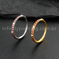 Piercing Argola Segmentada Titânio 1 Fileira Zircônia Cravejada