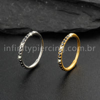Piercing Argola Segmentada Titânio 1 Fileira Zircônia Cravejada