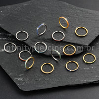 Piercing Argola Segmentada Titânio 1 Fileira Zircônia Cravejada