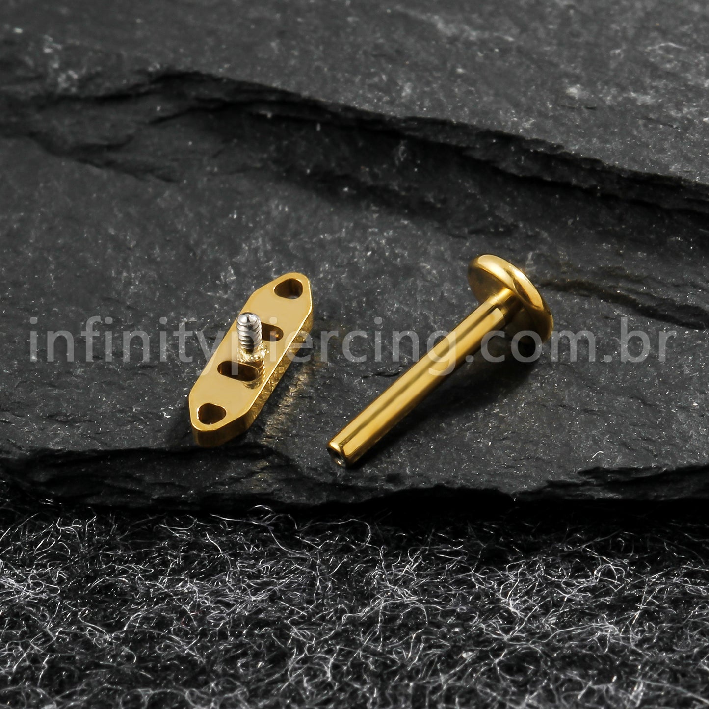 Piercing Labret Titânio Barra 3 Zircônia Cravejada