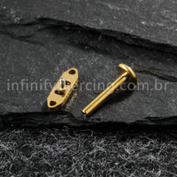 Piercing Labret Titânio Barra 3 Zircônia Cravejada
