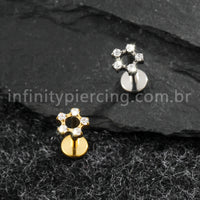 Piercing Labret Titânio Flor Vazada Zircônia Cravejada