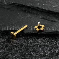 Piercing Labret Titânio Flor Vazada Zircônia Cravejada