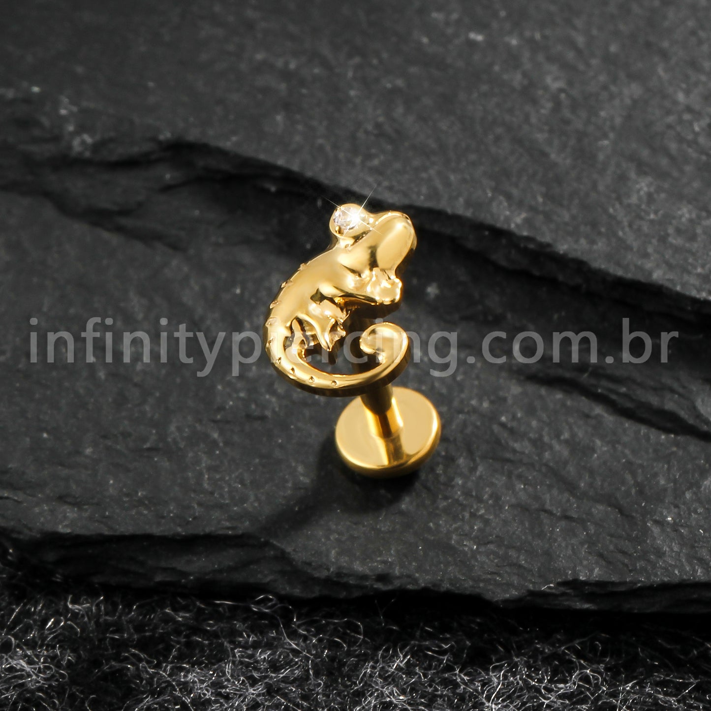 Piercing Labret Titânio Camaleão