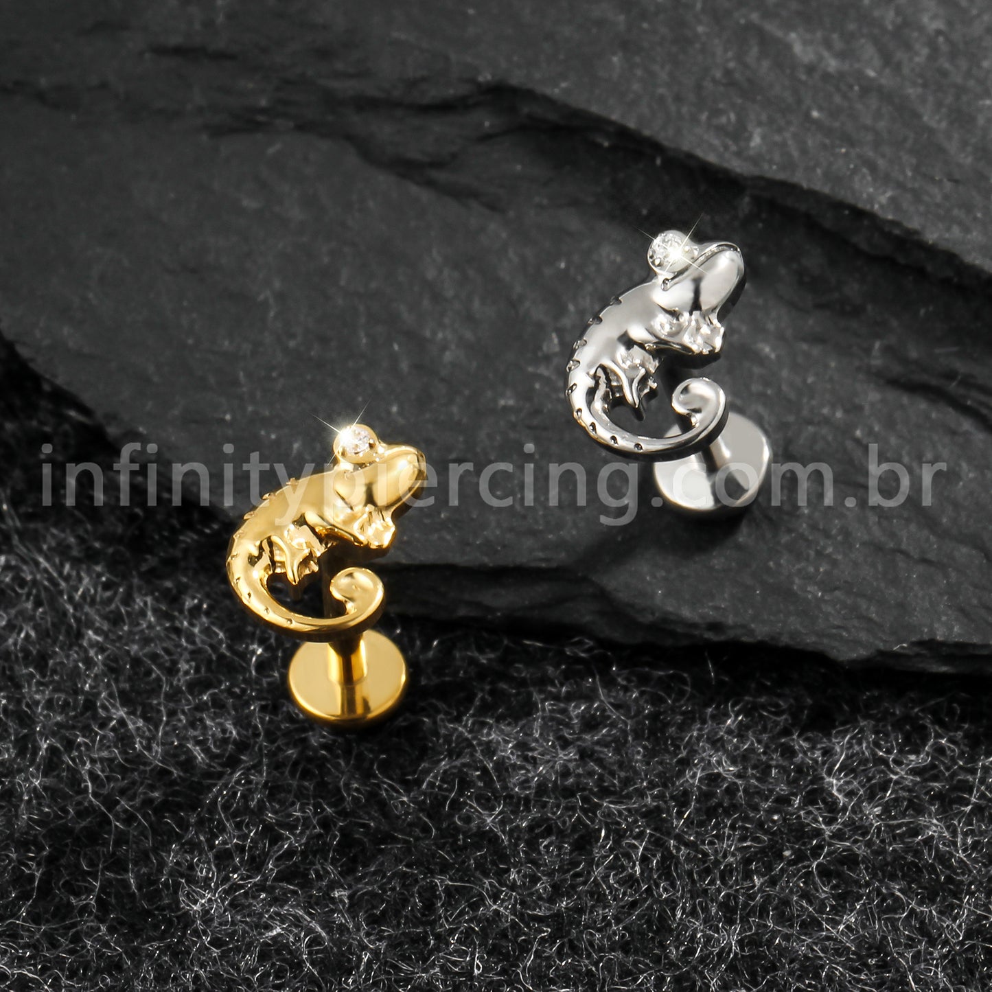 Piercing Labret Titânio Camaleão