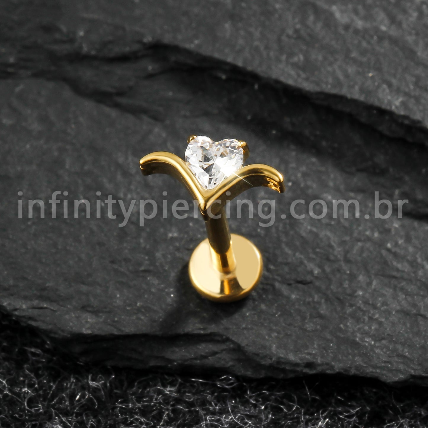 Piercing Labret Titânio Zircônia Cravejada