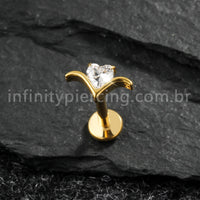 Piercing Labret Titânio Zircônia Cravejada