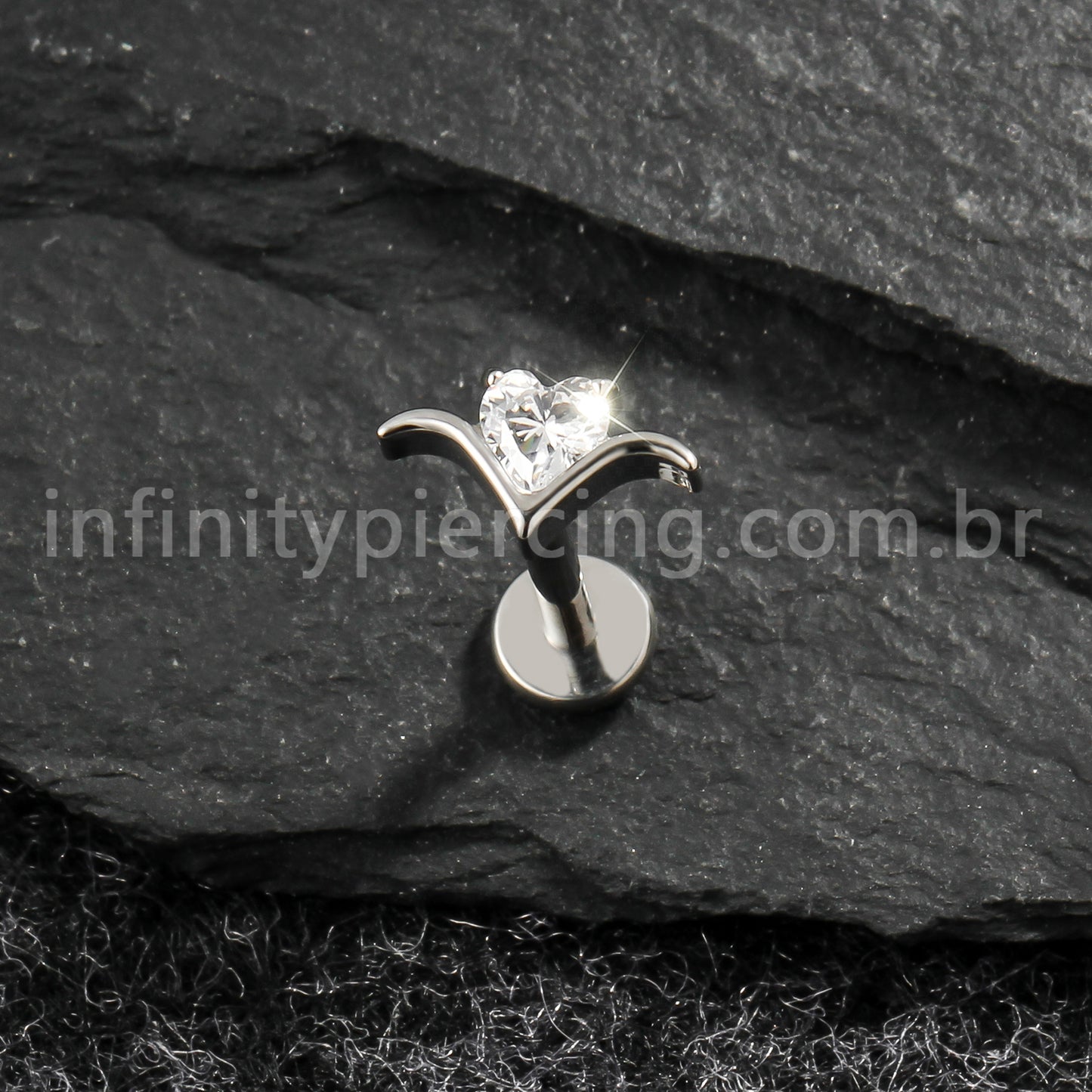 Piercing Labret Titânio Zircônia Cravejada