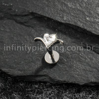 Piercing Labret Titânio Zircônia Cravejada