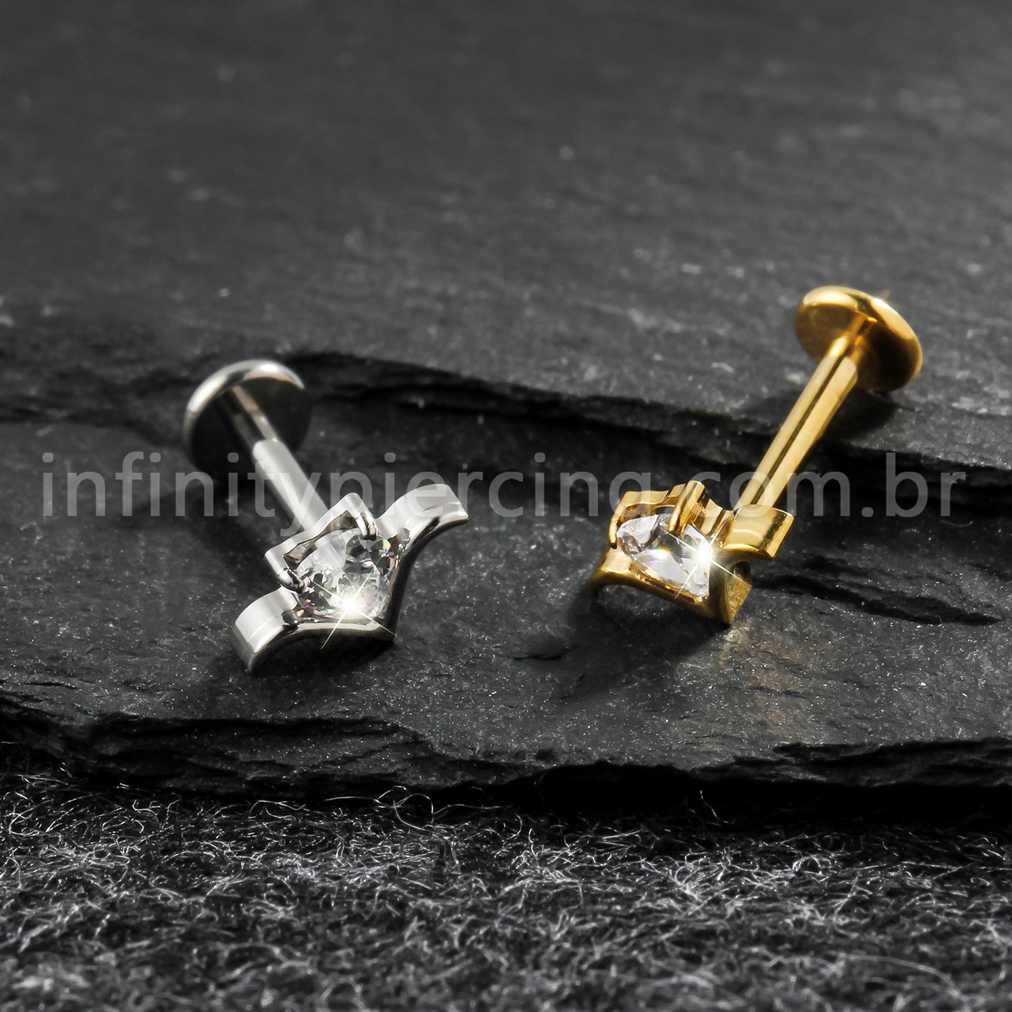 Piercing Labret Titânio Zircônia Cravejada