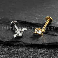 Piercing Labret Titânio Zircônia Cravejada