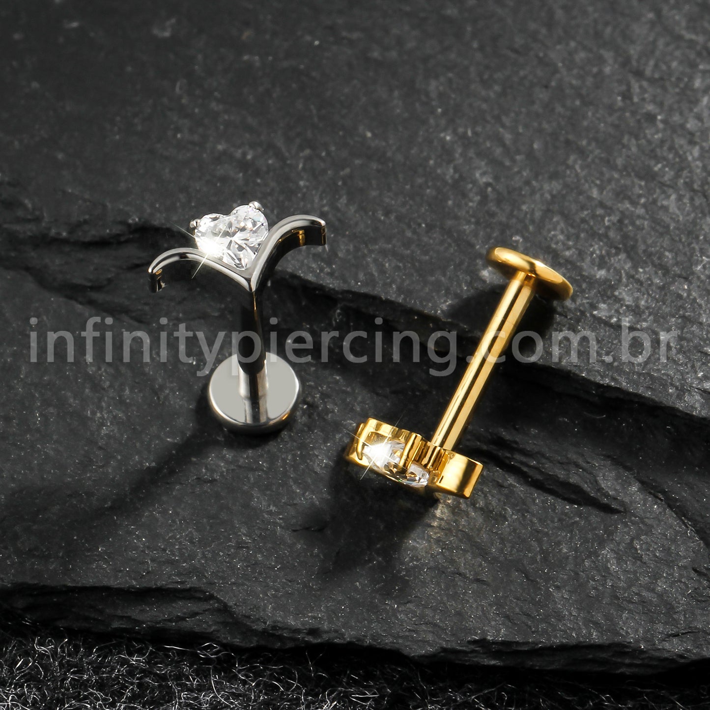 Piercing Labret Titânio Zircônia Cravejada
