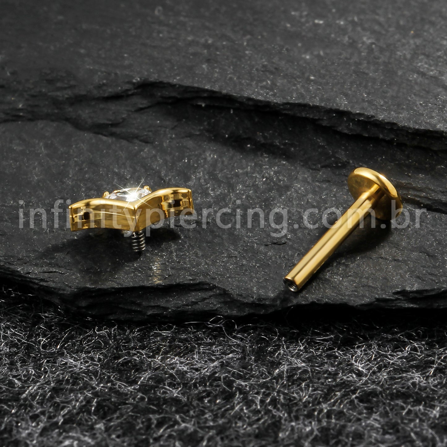 Piercing Labret Titânio Zircônia Cravejada
