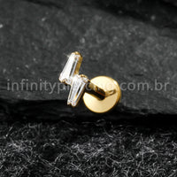 Piercing Labret Titânio 2 Zircônia Cravejada