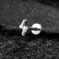Piercing Labret Titânio 2 Zircônia Cravejada