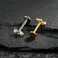 Piercing Labret Titânio 2 Zircônia Cravejada
