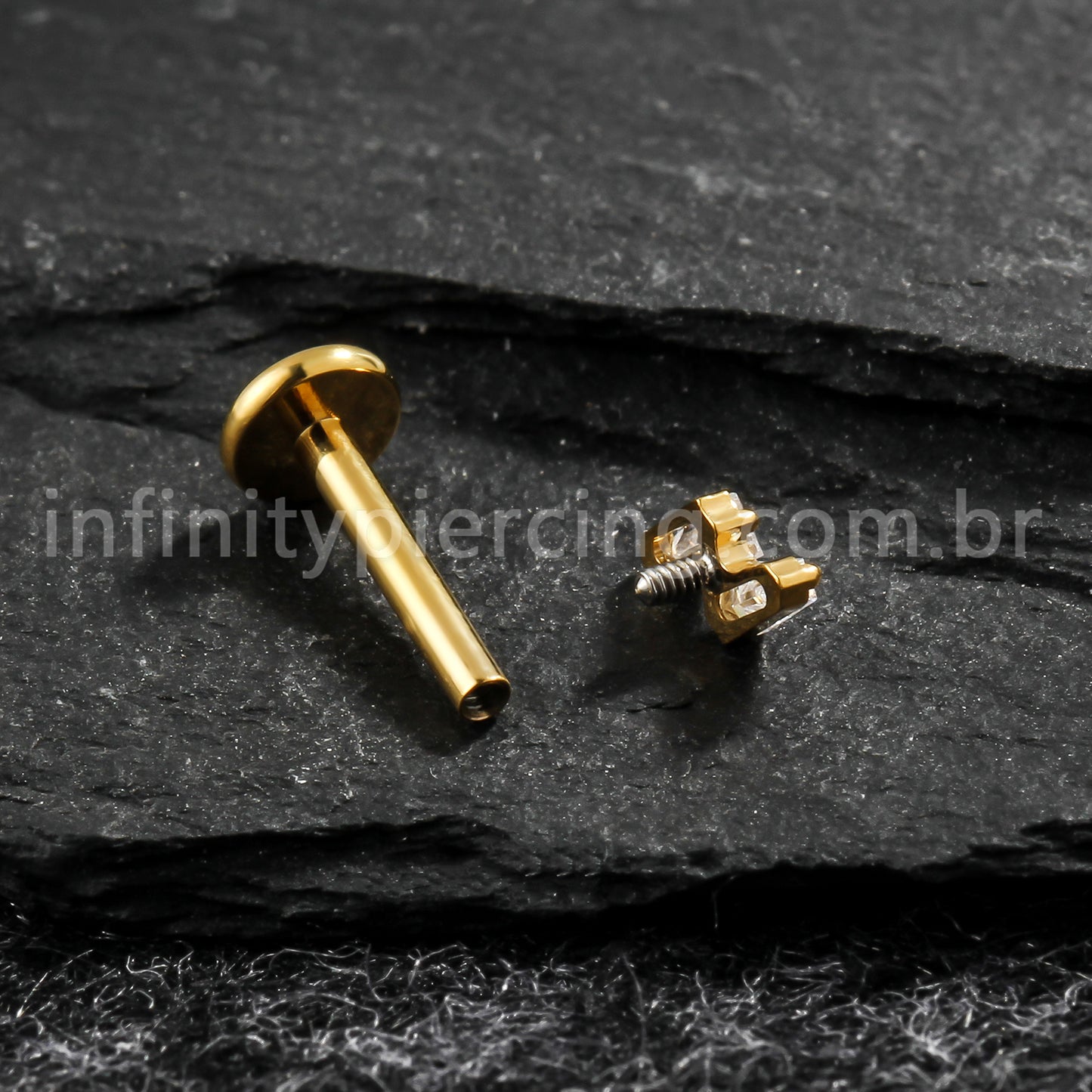Piercing Labret Titânio 2 Zircônia Cravejada
